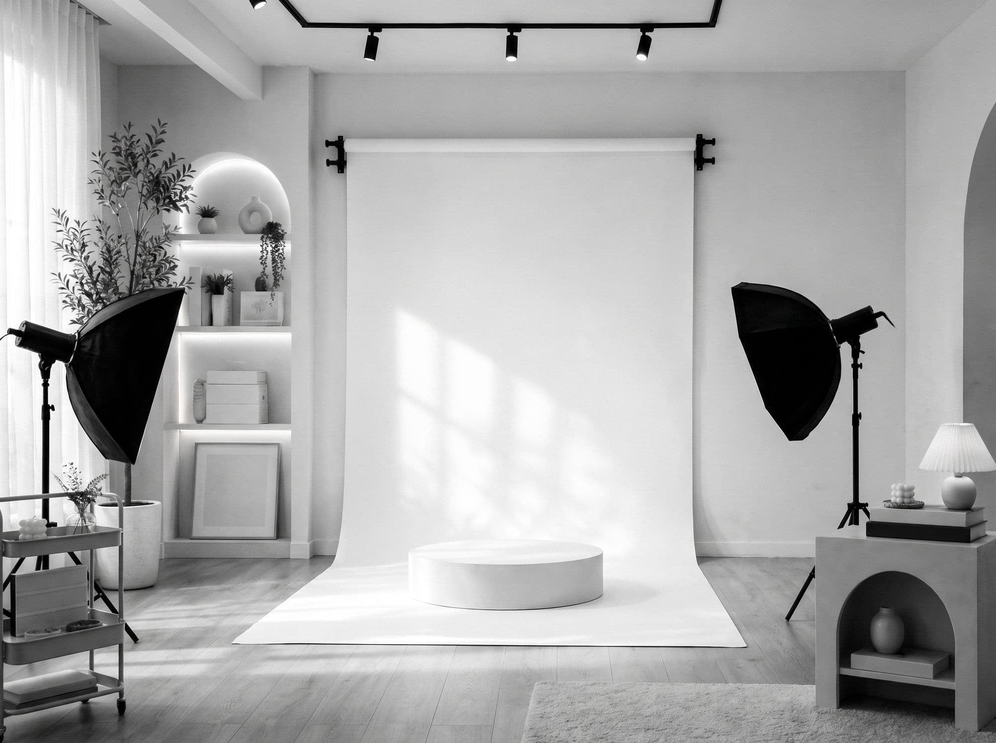 Studio foto dengan pencahayaan profesional